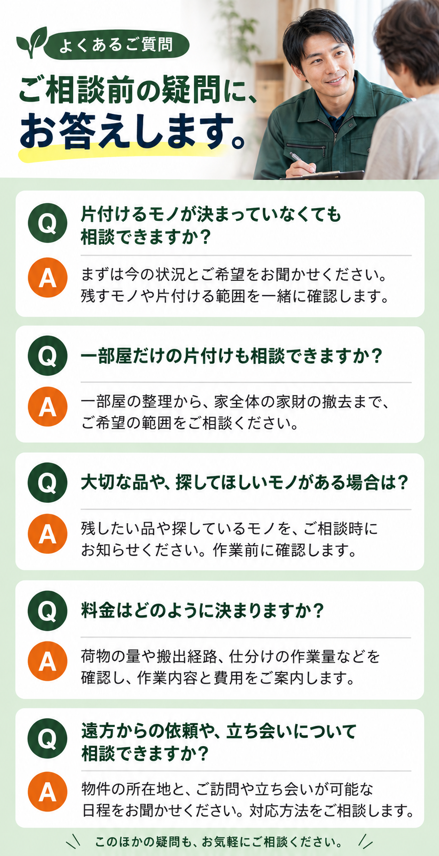 よくあるご質問。制作中のデザイン画像です。